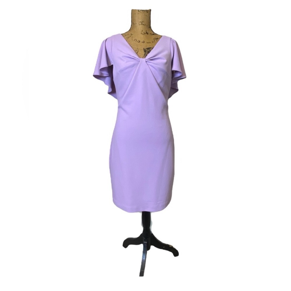 Belle Badgley Mischka Nova Lilac Flutter Cocktail Dress Women’s Size 6 - Picture 13 of 15